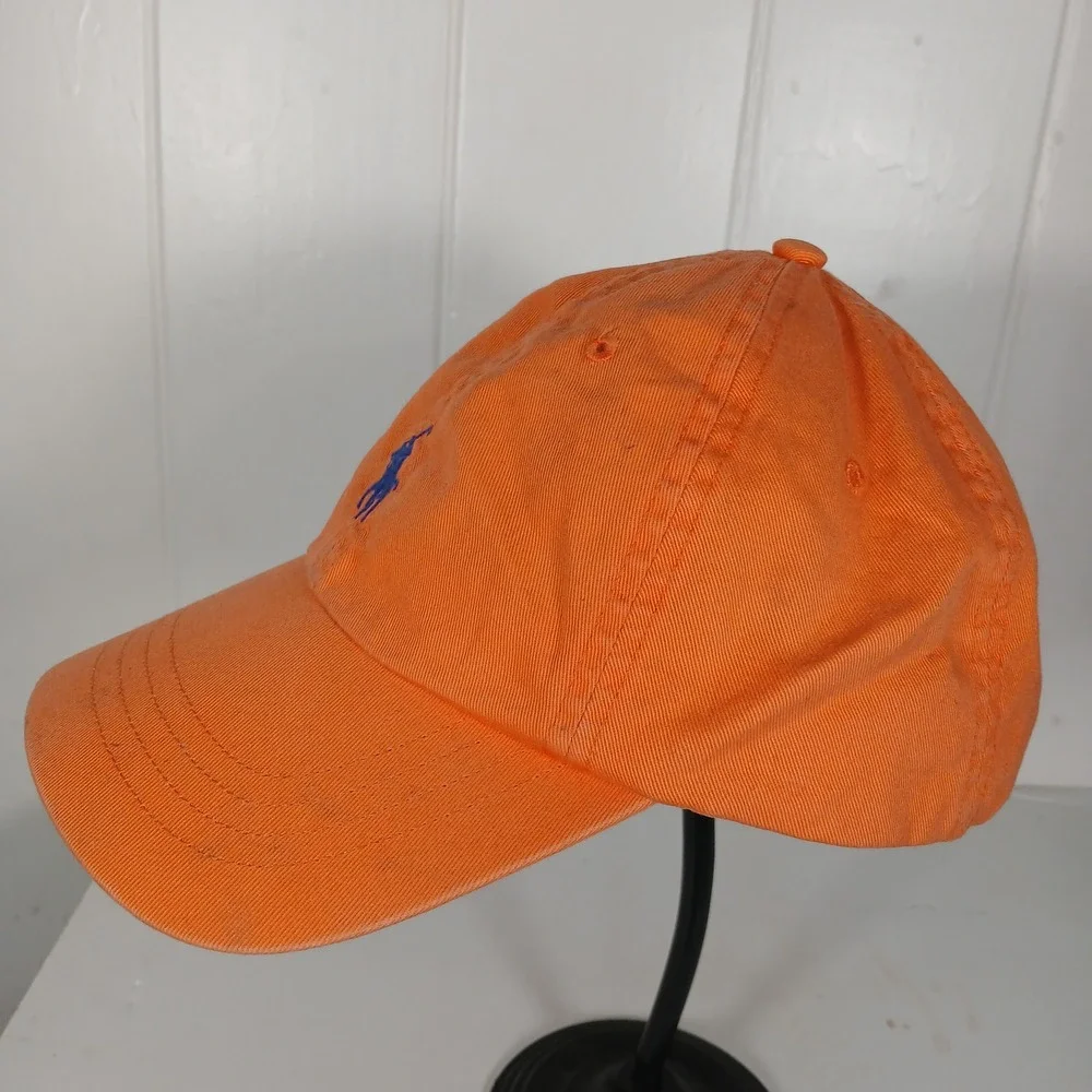 Polo Ralph Lauren Dad Hat Men OS Orange Blue Pony Logo Cotton Chino Twill Cap